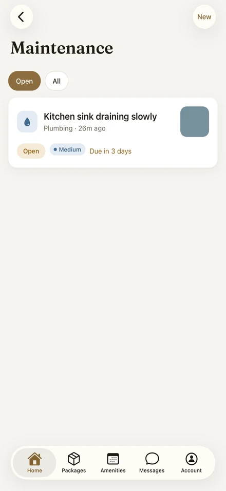 Luxe resident app maintenance screen