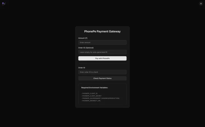 PhonePe Payment Gateway interface